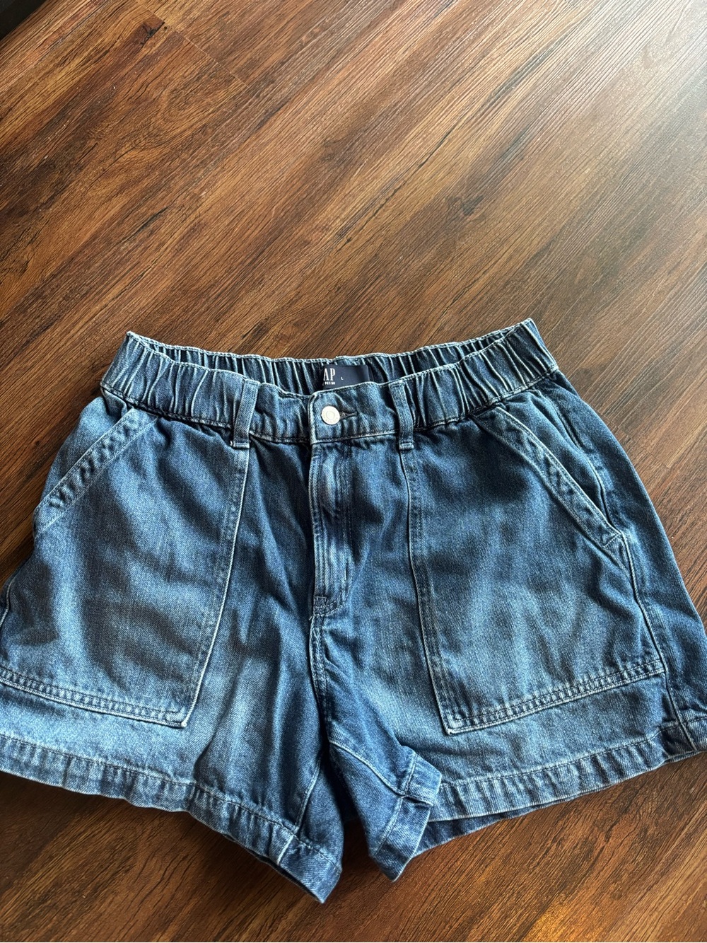 GAP Women's Dark Blue Denim Elastic-Waist Shorts